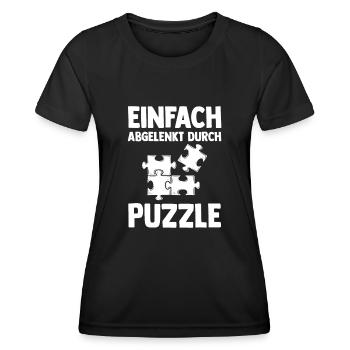 Puzzlefan Puzzler Puzzleteile Puzzle - Frauen Funktions-T-Shirt - Schwarz - Vorne - AI Model Female 172 light (172cm)