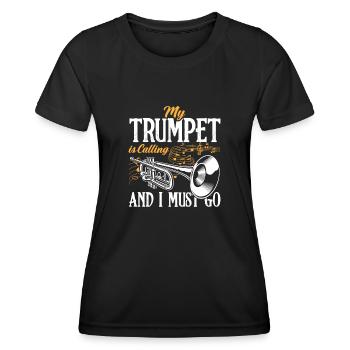 Trompete Trompeter Trompeten Spieler - Frauen Funktions-T-Shirt - Schwarz - Vorne - AI Model Female 172 light (172cm)