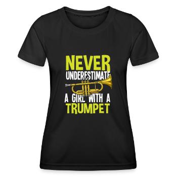 Trompete Trompeter Trompeten Spieler - Frauen Funktions-T-Shirt - Schwarz - Vorne - AI Model Female 172 light (172cm)