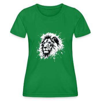Lion Head with Blue Eyes - Lover Lions - Women's Functional T-Shirt - kelly green - Front - AI Model Female 172 dark (172cm)