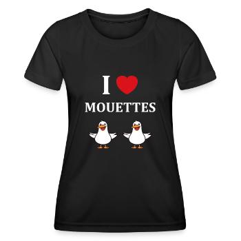 Mouettes - T-shirt sport Femme - noir - Devant - AI Model Female 172 light (172cm)