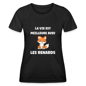 petit renard - T-shirt sport Femme - noir - Devant - AI Model Female 172 light (172cm)