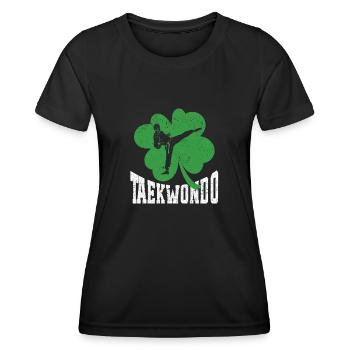 Taekwondo Shamrock Arts martiaux irlandais St Patricks - T-shirt sport Femme - noir - Devant - AI Model Female 172 light (172cm)