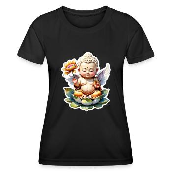 bébé Bouddha - meditation yoga relaxation - T-shirt sport Femme - noir - Devant - AI Model Female 172 light (172cm)
