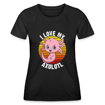 Ich Liebe Meine Axolotl Im Retro - Frauen Funktions-T-Shirt - Schwarz - Vorne - AI Model Female 172 light (172cm)
