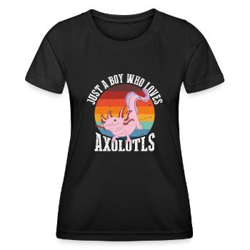 Nur Ein Junge, Der Axolotls Im Retro Liebt - Frauen Funktions-T-Shirt - Schwarz - Vorne - AI Model Female 172 light (172cm)