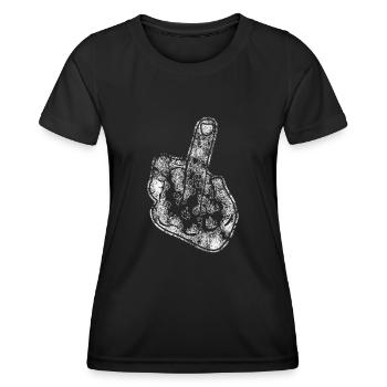 Middle Finger Statement Misanthrope - Frauen Funktions-T-Shirt - Schwarz - Vorne - AI Model Female 172 light (172cm)