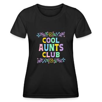 Cool Aunts Club Groovy Retro Tante Muttertag - Frauen Funktions-T-Shirt - Schwarz - Vorne - AI Model Female 172 light (172cm)