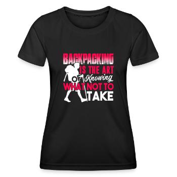 Backpacking Backpacking Is The Art Of Knowing - Women's Functional T-Shirt - black - Front - AI Model Female 172 light (172cm)