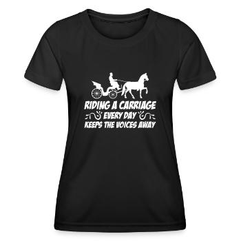 Calèche équitation cocher - T-shirt sport Femme - noir - Devant - AI Model Female 172 light (172cm)