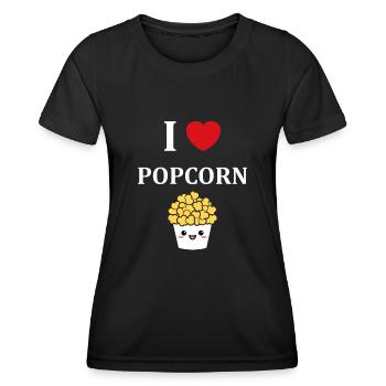 i love popcorn - T-shirt sport Femme - noir - Devant - AI Model Female 172 light (172cm)