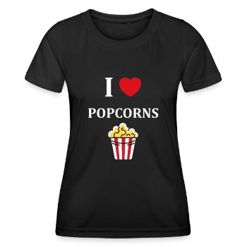 i love popcorn - T-shirt sport Femme - noir - Devant - AI Model Female 172 light (172cm)