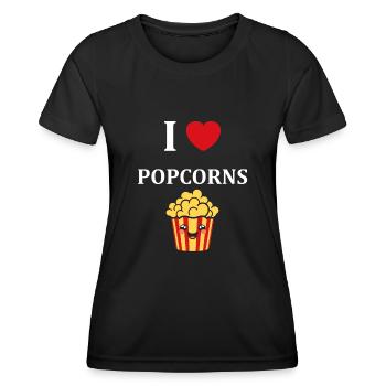 i love popcorn - T-shirt sport Femme - noir - Devant - AI Model Female 172 light (172cm)