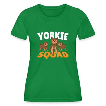 Yorkie Squad Yorkshire Terrier Hund - Frauen Funktions-T-Shirt - Kelly Green - Vorne - AI Model Female 172 dark (172cm)