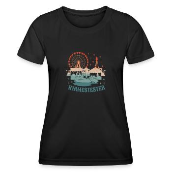 Kirmestester Jahrmarkt Volksfest Rummelplatz - Frauen Funktions-T-Shirt - Schwarz - Vorne - AI Model Female 172 light (172cm)