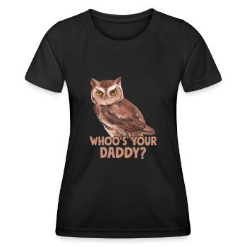 Whoo's Your Daddy? Night Owl Nocturnal Bird - Frauen Funktions-T-Shirt - Schwarz - Vorne - AI Model Female 172 light (172cm)