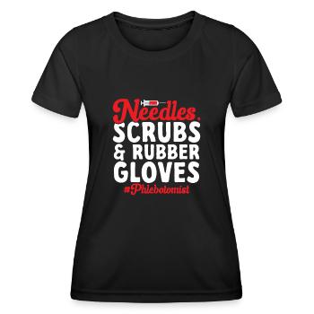 Phlebotomy Blood Draw Blood Nurse - Women's Functional T-Shirt - black - Front - AI Model Female 172 light (172cm)