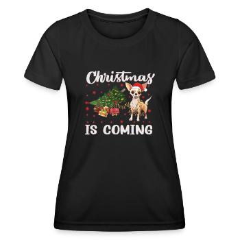 Noël arrive version chien - T-shirt sport Femme - noir - Devant - AI Model Female 172 light (172cm)