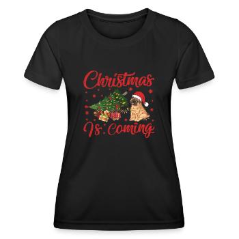 Noël arrive version chien - T-shirt sport Femme - noir - Devant - AI Model Female 172 light (172cm)