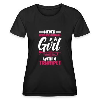 Trompete Trompeter Trompeten Spieler - Frauen Funktions-T-Shirt - Schwarz - Vorne - AI Model Female 172 light (172cm)