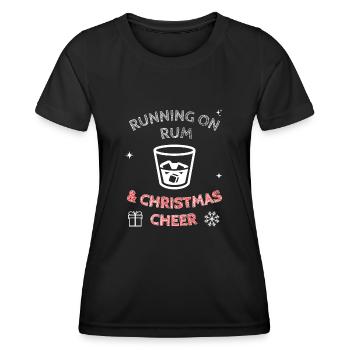 Laufen auf Rum und Weihnachtsjubel Lustig Festlich - Frauen Funktions-T-Shirt - Schwarz - Vorne - AI Model Female 172 light (172cm)