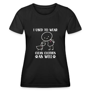 Figure de bâton mignonne propriétaire de chien - T-shirt sport Femme - noir - Devant - AI Model Female 172 light (172cm)