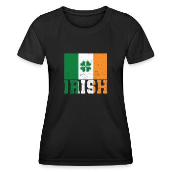 Patriotische irische Flagge Irland Kleeblatt - Frauen Funktions-T-Shirt - Schwarz - Vorne - AI Model Female 172 light (172cm)