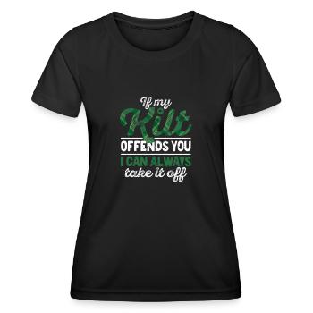 Wenn mein Kilt dich beleidigt, kann ich ihn jederz - Frauen Funktions-T-Shirt - Schwarz - Vorne - AI Model Female 172 light (172cm)