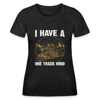 Train Single Line Mind Railroad Locomotive - Women's Functional T-Shirt - black - Front - AI Model Female 172 light (172cm)