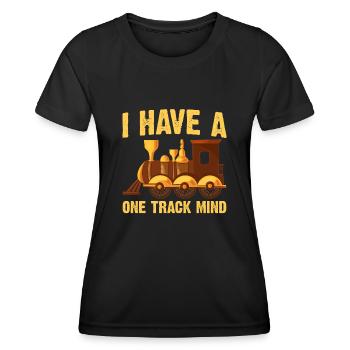 Train Single Line Mind Railroad Locomotive - Women's Functional T-Shirt - black - Front - AI Model Female 172 light (172cm)