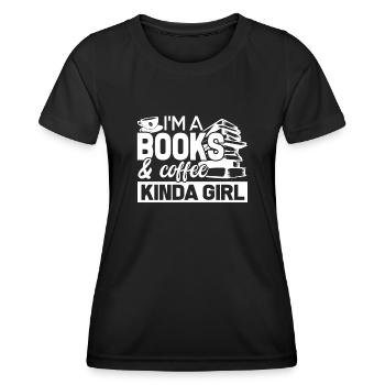 Book Books And Coffee Kinda Girl - Women's Functional T-Shirt - black - Front - AI Model Female 172 light (172cm)