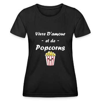 Humour pot de popcorn - T-shirt sport Femme - noir - Devant - AI Model Female 172 light (172cm)