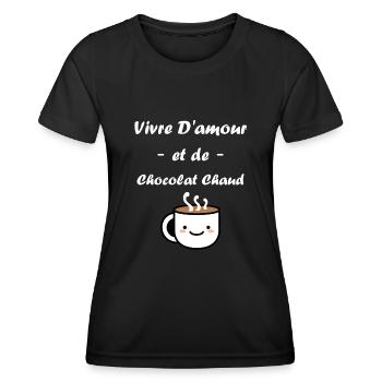 Humour petit chocolat chaud - T-shirt sport Femme - noir - Devant - AI Model Female 172 light (172cm)