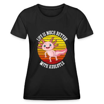 Das Leben Ist Mit Axolotls Im Retro Viel Besser - Frauen Funktions-T-Shirt - Schwarz - Vorne - AI Model Female 172 light (172cm)