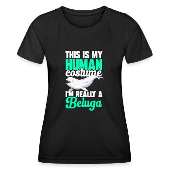 Baleine blanche Béluga - T-shirt sport Femme - noir - Devant - AI Model Female 172 light (172cm)