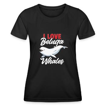 Baleine blanche Béluga - T-shirt sport Femme - noir - Devant - AI Model Female 172 light (172cm)