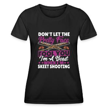 Pigeon d’argile chasseur d’oiseaux sport Tir au pigeon d’argile - T-shirt sport Femme - noir - Devant - AI Model Female 172 light (172cm)