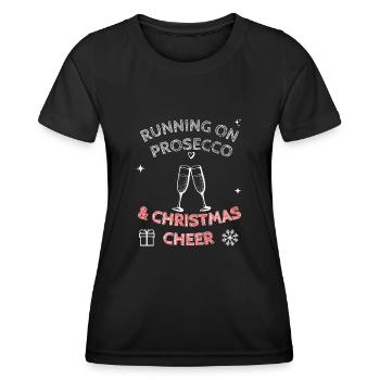 Running On Prosecco And Christmas Cheer - Women's Functional T-Shirt - black - Front - AI Model Female 172 light (172cm)