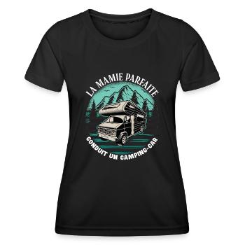 Mamie Camping-Car Grand Mère Camping Cadeau Mamie - T-shirt sport Femme - noir - Devant - AI Model Female 172 light (172cm)