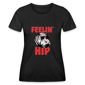 Flusspferd Nilpferd - Frauen Funktions-T-Shirt - Schwarz - Vorne - AI Model Female 172 light (172cm)