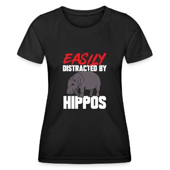 Hippopotame Hippopotame - T-shirt sport Femme - noir - Devant - AI Model Female 172 light (172cm)