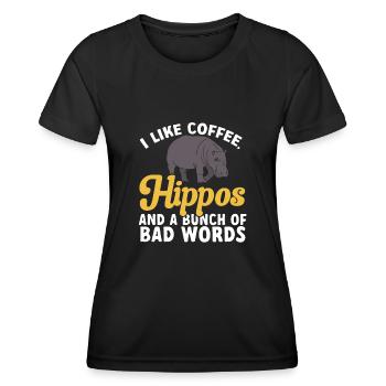 Hippopotame Hippopotame - T-shirt sport Femme - noir - Devant - AI Model Female 172 light (172cm)