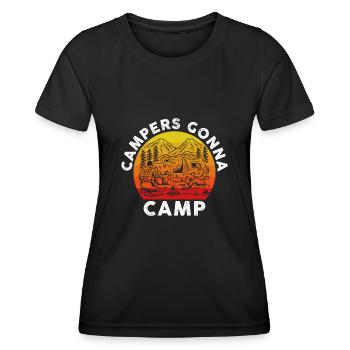 Camper Werden Campen - Frauen Funktions-T-Shirt - Schwarz - Vorne - AI Model Female 172 light (172cm)
