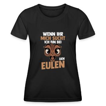 Eulen - Frauen Funktions-T-Shirt - Schwarz - Vorne - AI Model Female 172 light (172cm)