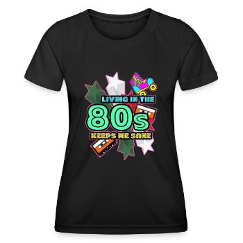 1980's 80s Retro - Women's Functional T-Shirt - black - Front - AI Model Female 172 light (172cm)