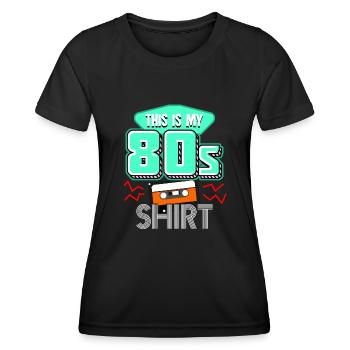 Retro 1980 80s - Frauen Funktions-T-Shirt - Schwarz - Vorne - AI Model Female 172 light (172cm)