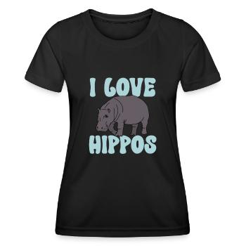 Hippopotame Hippopotame - T-shirt sport Femme - noir - Devant - AI Model Female 172 light (172cm)