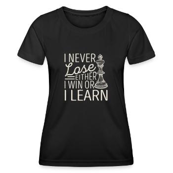 Je ne perds jamais, soit je gagne, soit je gagne - T-shirt sport Femme - noir - Devant - AI Model Female 172 light (172cm)