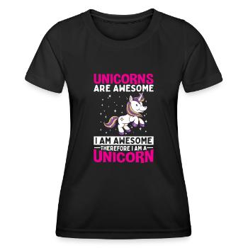 Les licornes sont géniales, je suis une licorne - T-shirt sport Femme - noir - Devant - AI Model Female 172 light (172cm)