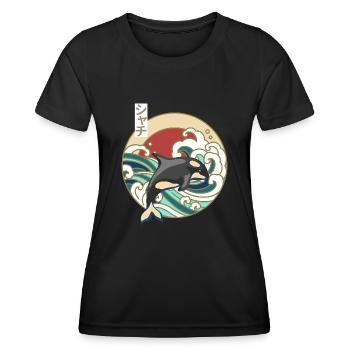 Épaulard japonais rétro grande vague orque orque - T-shirt sport Femme - noir - Devant - AI Model Female 172 light (172cm)